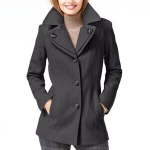 NWOT London Fog Petite Peacoat Coat Dark Grey PS